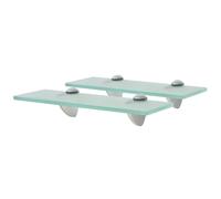 vidaXL 2x Floating Shelves Glass 30x10cm 8mm Wall Mounted Shelf Display Stand