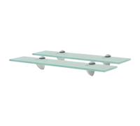 Floating Glass Shelf Clear 50x20cm 8mm Tempered Glass Zinc Brackets 2pc Set 10kg