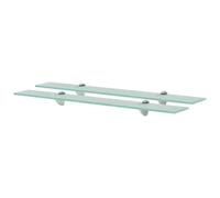 vidaXL 2x Floating Shelves Glass 70x10cm 8mm Wall Mounted Shelf Display Stand