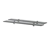 vidaXL Floating Wall Shelves, Set of 2, Black, Tempered Safety Glass Material, Durable Zinc Alloy Brackets, Modern Stylish Look, Easy Assembly, Versatile Application. Perfect Size for any Room.