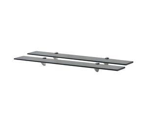 vidaXL 2x Floating Shelves Glass 80x10cm 8mm Wall Mounted Shelf Display Stand