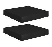vidaXL Floating Wall Shelves 2 pcs Black 23x23.5x3.8 cm MDF LSO UK