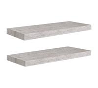 vidaXL 2x Floating Wall Shelves - Concrete Grey MDF with Metal Frame, Invisible Mounting, 60x23.5x3.8 cm, 7 kg each (326598)