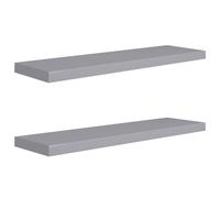 vidaXL 2x Floating Wall Shelves Grey 90x23.5x3.8 cm MDF Display Hanging Rack