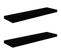 vidaXL 2x Floating Wall Shelves High Gloss Black 90x23.5x3.8 cm MDF Display