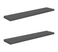vidaXL 2x Floating Wall Shelves High Gloss Grey 120x23.5x3.8 cm MDF Display