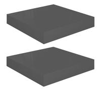 vidaXL 2x Floating Wall Shelves High Gloss Grey MDF Bookcase Display Storage