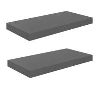 vidaXL 2x Floating Wall Shelves High Gloss Grey MDF Display Ledge CD Rack