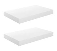 vidaXL 2x Floating Wall Shelves High Gloss White 40x23x3.8 cm MDF Bookcase