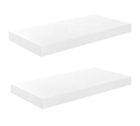 vidaXL 2x Floating Wall Shelves High Gloss White 50x23x3.8 cm MDF Bookcase