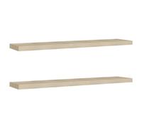 vidaXL 2x Floating Wall Shelves Oak 120x23.5x3.8 cm MDF Display Hanging Rack