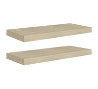 vidaXL 2x Floating Wall Shelves Oak 60x23.5x3.8 cm MDF Display Hanging Rack