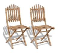 vidaXL 2x Foldable Bamboo Chairs Outdoor Garden Patio Dining Furniture Seat