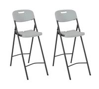 vidaXL 2x Folding Bar Chairs HDPE 45x78x114cm White Outdoor Patio Chair Seat vid