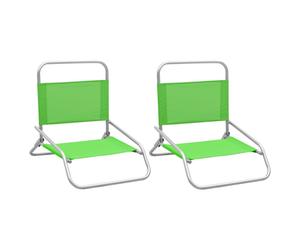 vidaXL 2x Folding Beach Chairs Green Fabric Summer Camping Foldable Outdoor