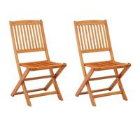 vidaXL 2x Folding Garden Chairs Solid Eucalyptus Wood Wooden Dining Chair