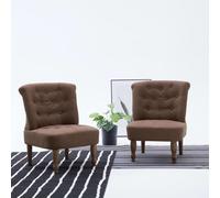 vidaXL 2x French Chair Brown Fabric Classic Sofa TV Chair Upholstered Bedroom