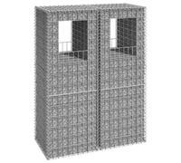 vidaXL Gabion Basket Posts, 2pcs, Silver, Made of Iron, Rust-Proof, Weather-Proof, Stable and Durable, Ideal for Outdoor Decor, Dimensions 50x50x140 cm