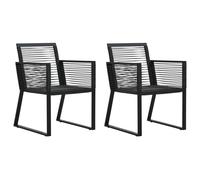 vidaXL 2x Garden Chairs Black PVC Rattan Outdoor Seating Dining Furniture