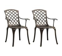vidaXL 2x Garden Chairs Cast Aluminium Bronze Outdoor Patio Dining Dinner Seat