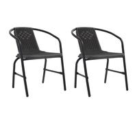 vidaXL 2x Garden Chairs Plastic Rattan and Steel 110 kg Outdoor Armchair