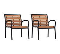 vidaXL 2x Garden Chairs Steel and WPC Black and Brown Outdoor Chair Patio