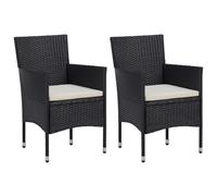 vidaXL 2x Garden Dining Chairs Poly Rattan Black Outdoor Armchair Lounge Seat