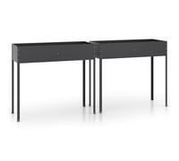 vidaXL 2x Garden Planters Anthracite Galvanised Steel Raised Bed Flower Pot