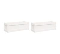 vidaXL Garden Planters 2 pcs White Solid Wood Pine