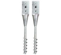 vidaXL 2x Ground Spike Silver Galvanised Steel Anchor Stake Soil Garden Spear