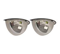vidaXL 2x Half Domed Traffic Mirrors Outdoor Driveway Convex Road Safety Mirror Convex Garage Traffic Security Road Safety Ø40 cm Acrylic