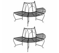 vidaXL 2x Half Round Tree Bench Outdoor Furniture Seating Yard Patio Circular Be
