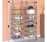 vidaXL 2x Hanging Closet Organiser with 7 Shelves Hanging Wardrobe Organiser