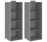 vidaXL 2x Hanging Closet Organisers with 4 Fabric Shelves - Collapsible Garment Rack (Grey/White)