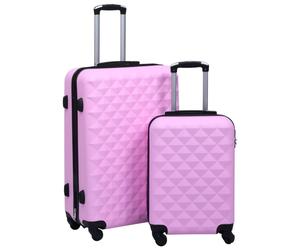 vidaXL 2x Hardcase Trolley Set Pink ABS Practical Travel Luggage Bag Suitcase