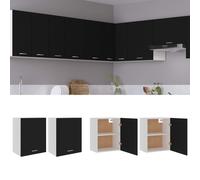 vidaXL 2x Kitchen Cabinets Black Engineered Wood Home Storage Shelf Organiser