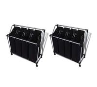 Laundry Sorter Cart 2 pcs Black & Grey 96x40x92cm Steel Frame 8 Removable Bags