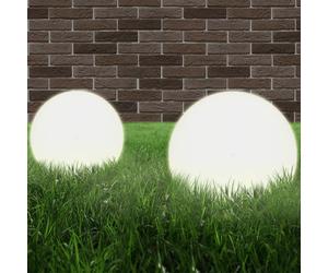 vidaXL 2x LED Bowl Lamps Spherical 25cm PMMA Outdoor Garden Lighting Fixture