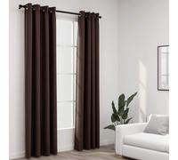 vidaXL 2x Linen-Look Blackout Curtains with Grommets Taupe 140x245cm Drape