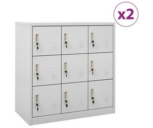 vidaXL 2x Locker Cabinets Light Grey Steel Office School Storage Side Cabinet
