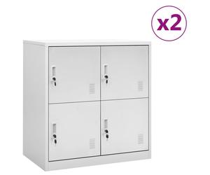 vidaXL 2x Locker Cabinets Light Grey Steel Office School Storage Side Cabinet