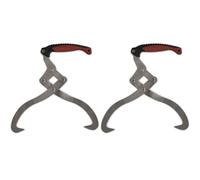 vidaXL 2X Log Tongs with TPR Handle Business Industrial Forestry Logging Grabber Skidding Lifting Timber Camping with Two Sharp Hooks
