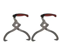 vidaXL 2x Log Tongs with TPR Handle Business Industrial Forestry Logging Grabber Skidding Lifting Timber Camping with Two Sharp Hooks