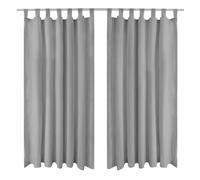 vidaXL 2x Micro-Satin Curtains with Loops 140x175 cm Grey Window Drapes Blinds
