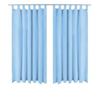 vidaXL 2x Micro-Satin Curtains with Loops 140x175 cm Turquoise Window Drapes