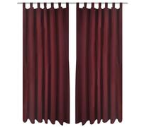 vidaXL 2x Micro-Satin Curtains with Loops 140x175cm Bordeaux Drapes Blinds