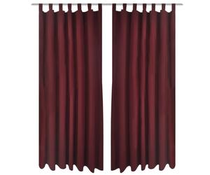 vidaXL 2x Micro-Satin Curtains with Loops 140x175cm Bordeaux Drapes Blinds
