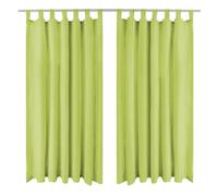 vidaXL 2x Micro-Satin Curtains with Loops 140x225 cm Green Window Drapes Home