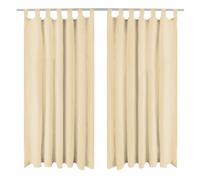 vidaXL 2x Micro-Satin Curtains with Loops 140x245 cm Beige Window Drapes Home