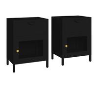 vidaXL Nightstands 2 pcs Black 40x30x54.5 cm Steel and Glass